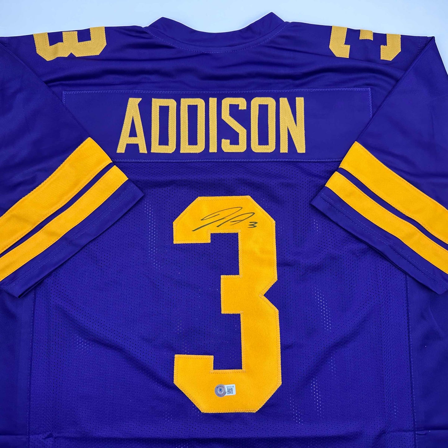 Autographed/Signed Jordan Addison Minnesota Color Rush Football Jersey Beckett BAS COA