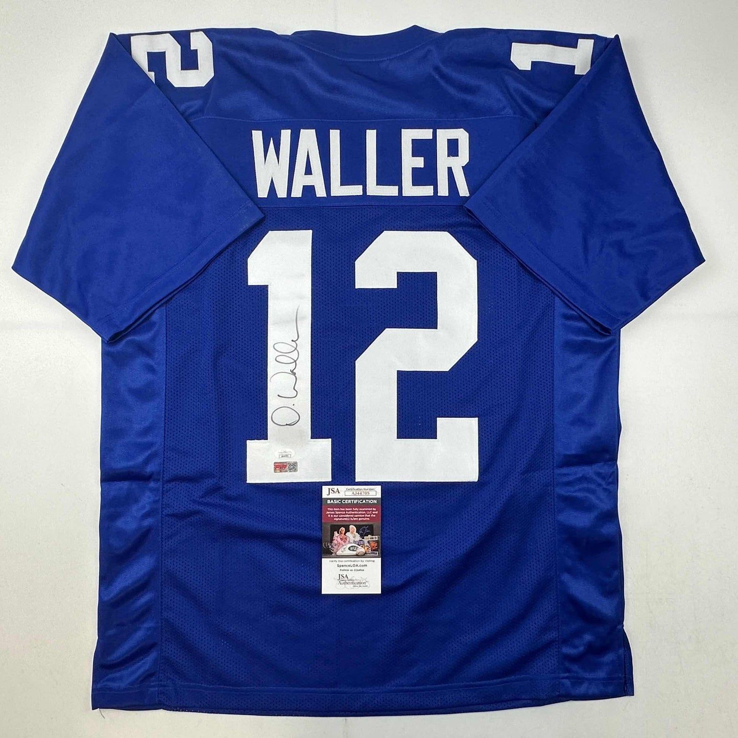 Autographed/Signed Darren Waller New York Blue Football Jersey JSA COA