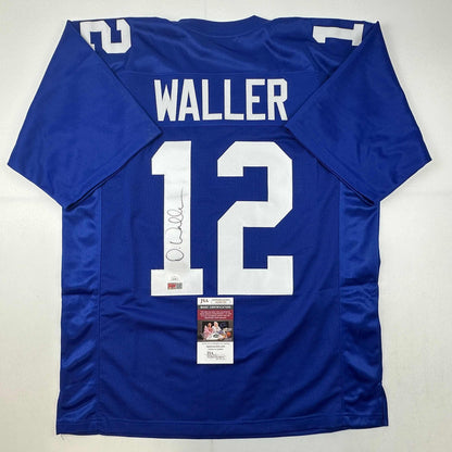 Autographed/Signed Darren Waller New York Blue Football Jersey JSA COA