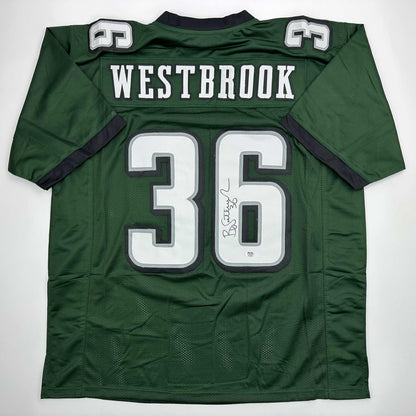 Autographed/Signed Brian Westbrook Philadelphia Green Football Jersey PSA/DNA COA