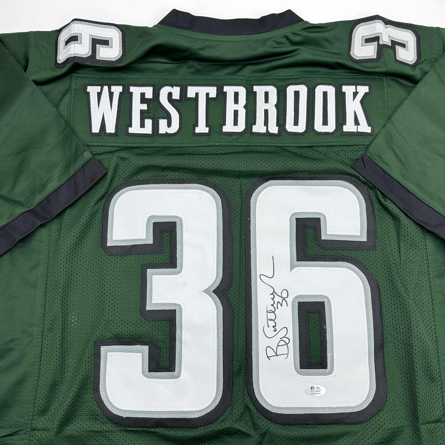 Autographed/Signed Brian Westbrook Philadelphia Green Football Jersey PSA/DNA COA