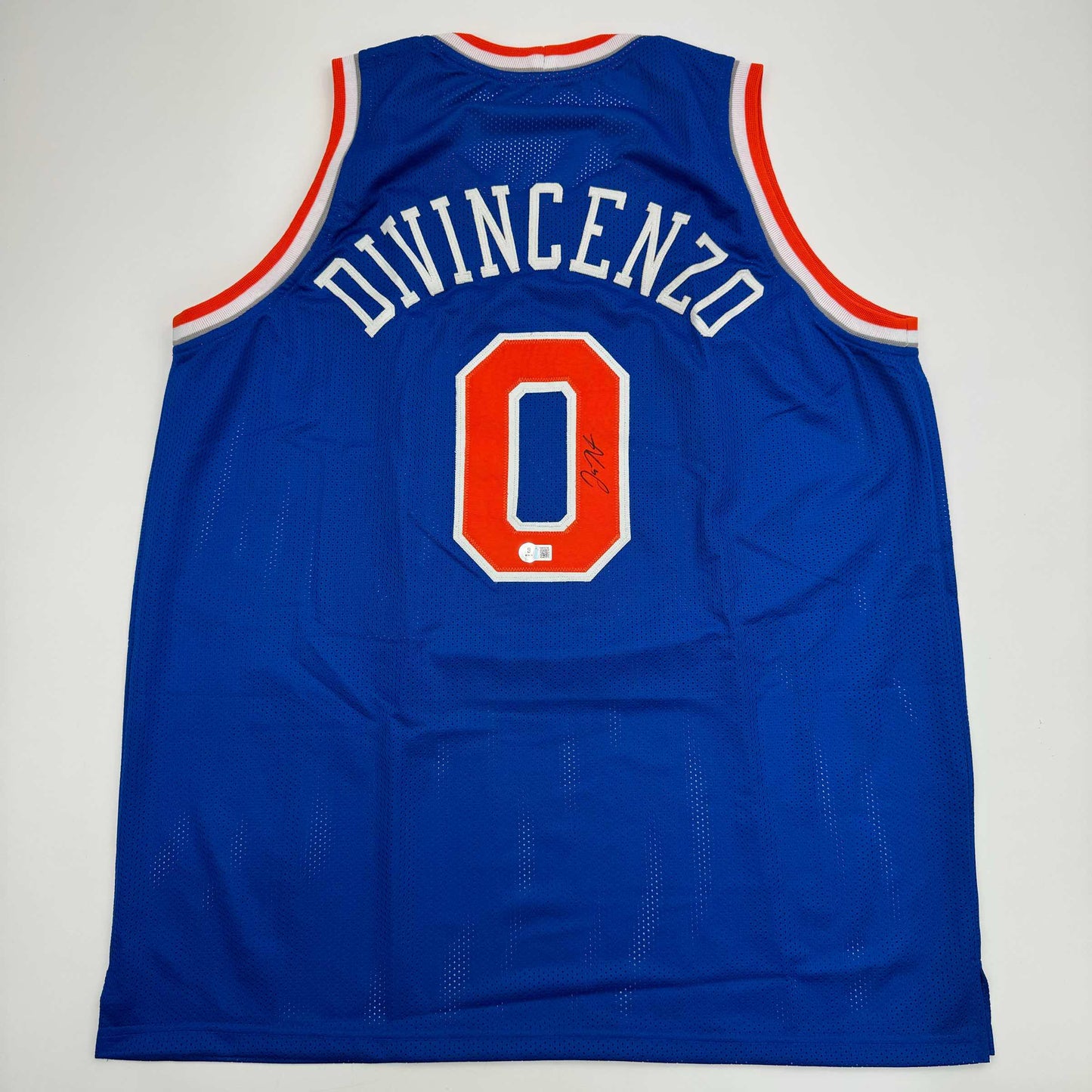 Autographed/Signed Donte Divincenzo New York Blue Basketball Jersey Beckett BAS COA