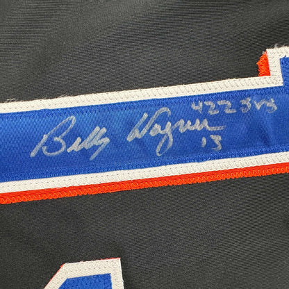 Autographed/Signed Billy Wagner 422 Saves New York Black Baseball Jersey JSA COA