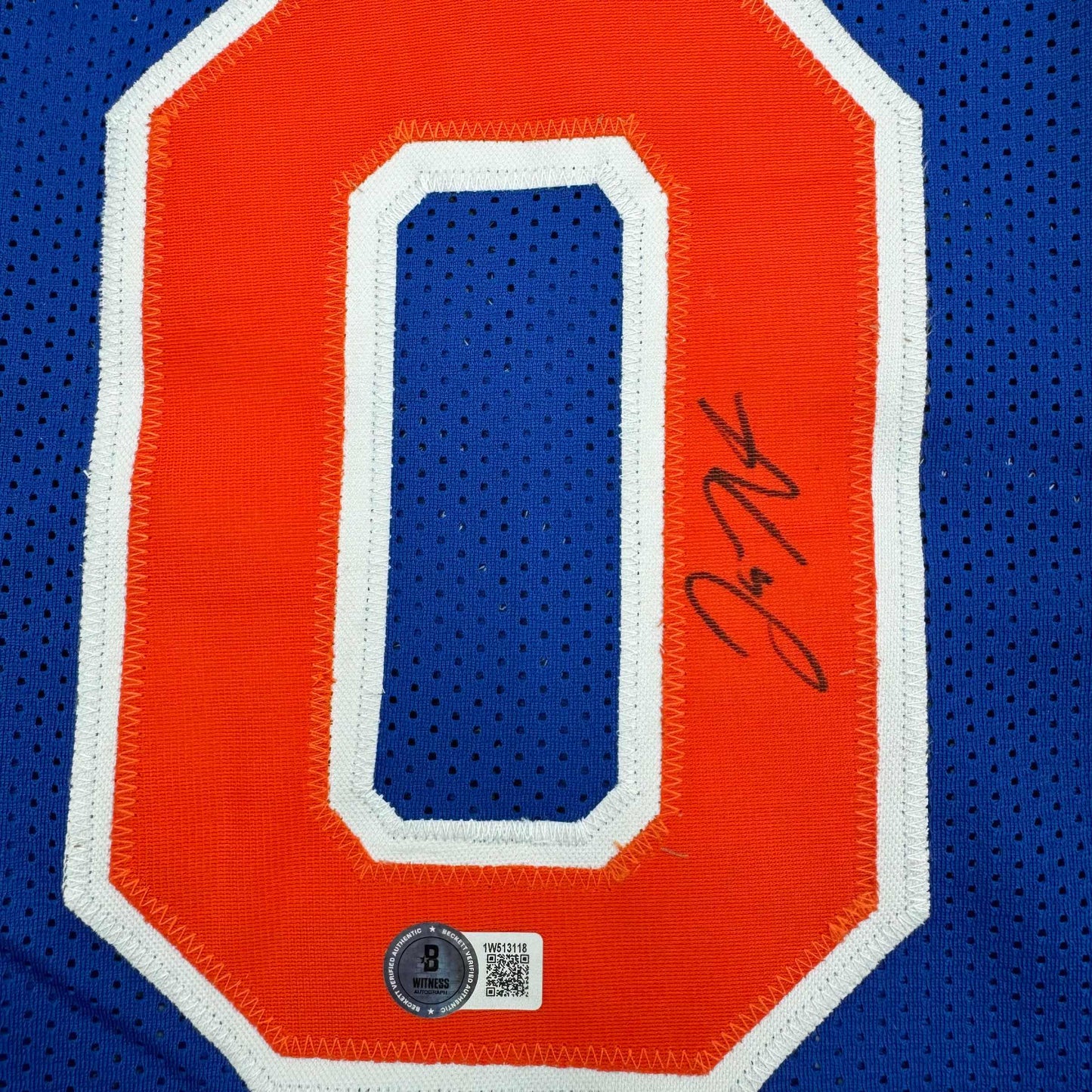 Autographed/Signed Donte Divincenzo New York Blue Basketball Jersey Beckett BAS COA