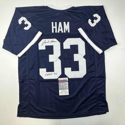 Autographed/Signed Jack Ham CHOF 90 Penn State Blue College Football Jersey JSA COA