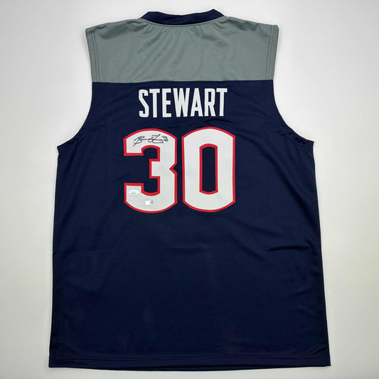 Autographed/Signed Breanna Stewart UConn Connecticut Blue College Basketball Jersey JSA COA