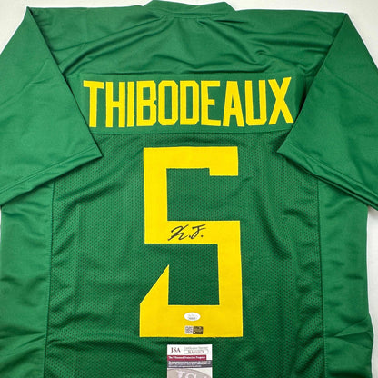 Autographed/Signed Kayvon Thibodeaux Oregon Green College Football Jersey JSA COA