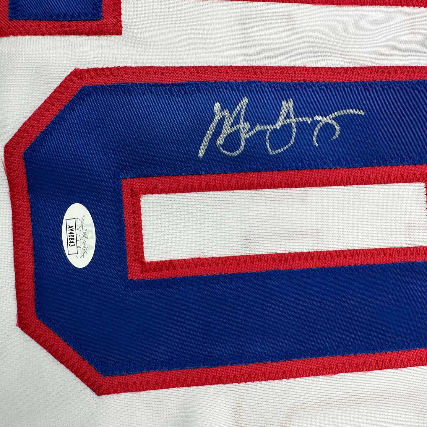 Autographed/Signed Michael Young Texas White Baseball Jersey JSA COA