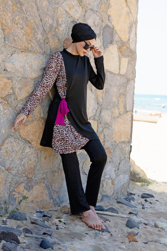 Lycra Black Burkini Modest Swimwear M2104