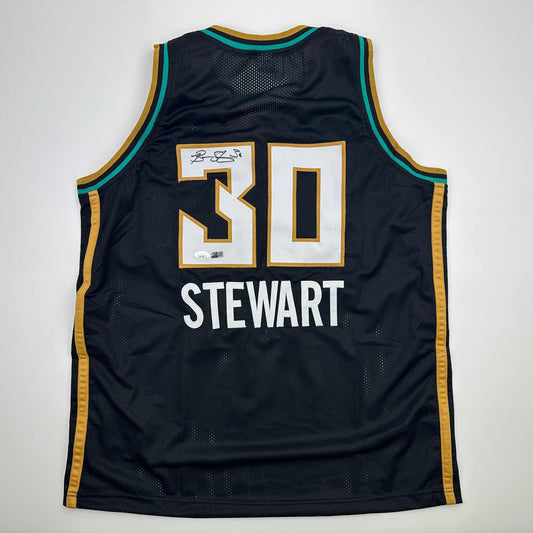 Autographed/Signed Breanna Stewart New York Black Basketball Jersey JSA COA