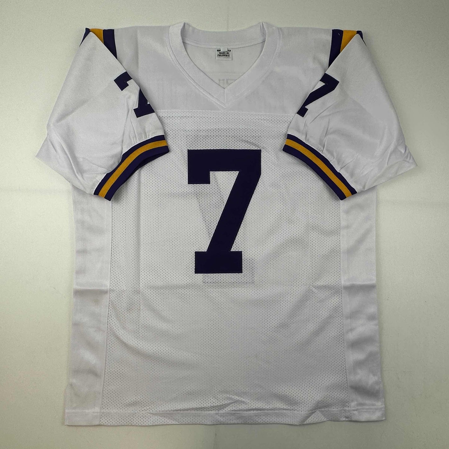 Autographed/Signed Tyrann Mathieu LSU White College Football Jersey JSA COA