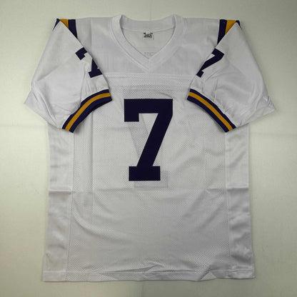 Autographed/Signed Tyrann Mathieu LSU White College Football Jersey JSA COA