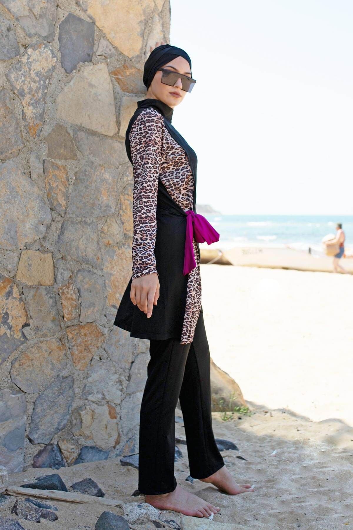 Lycra Black Burkini Modest Swimwear M2104
