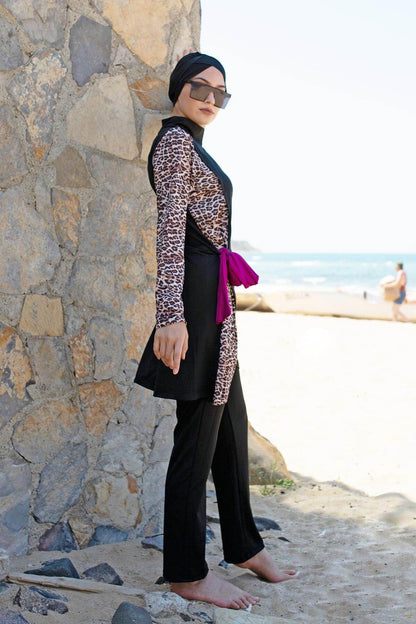 Lycra Black Burkini Modest Swimwear M2104