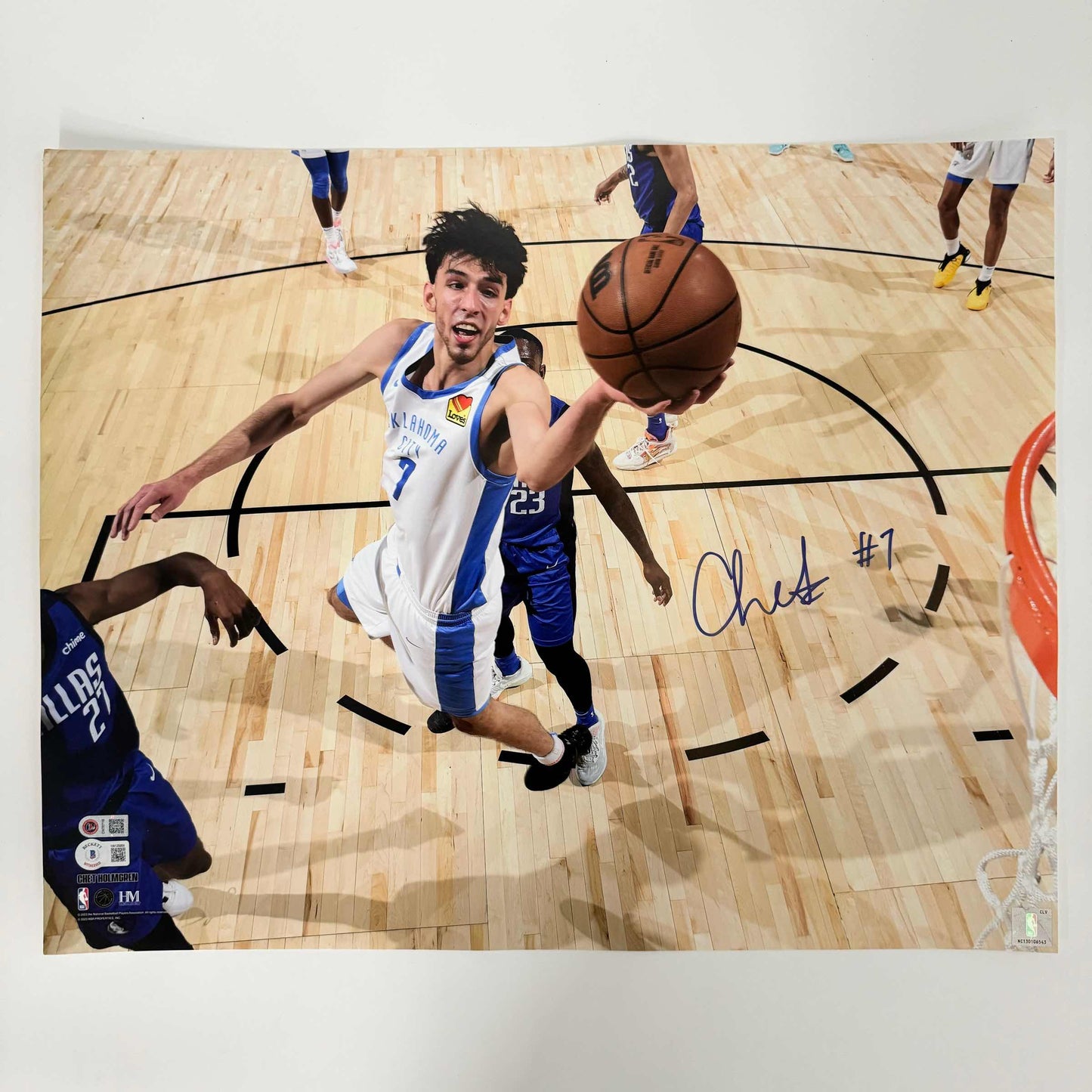 Autographed/Signed Chet Holmgren Oklahoma City Thunder 16x20 Basketball Photo Beckett BAS COA #2
