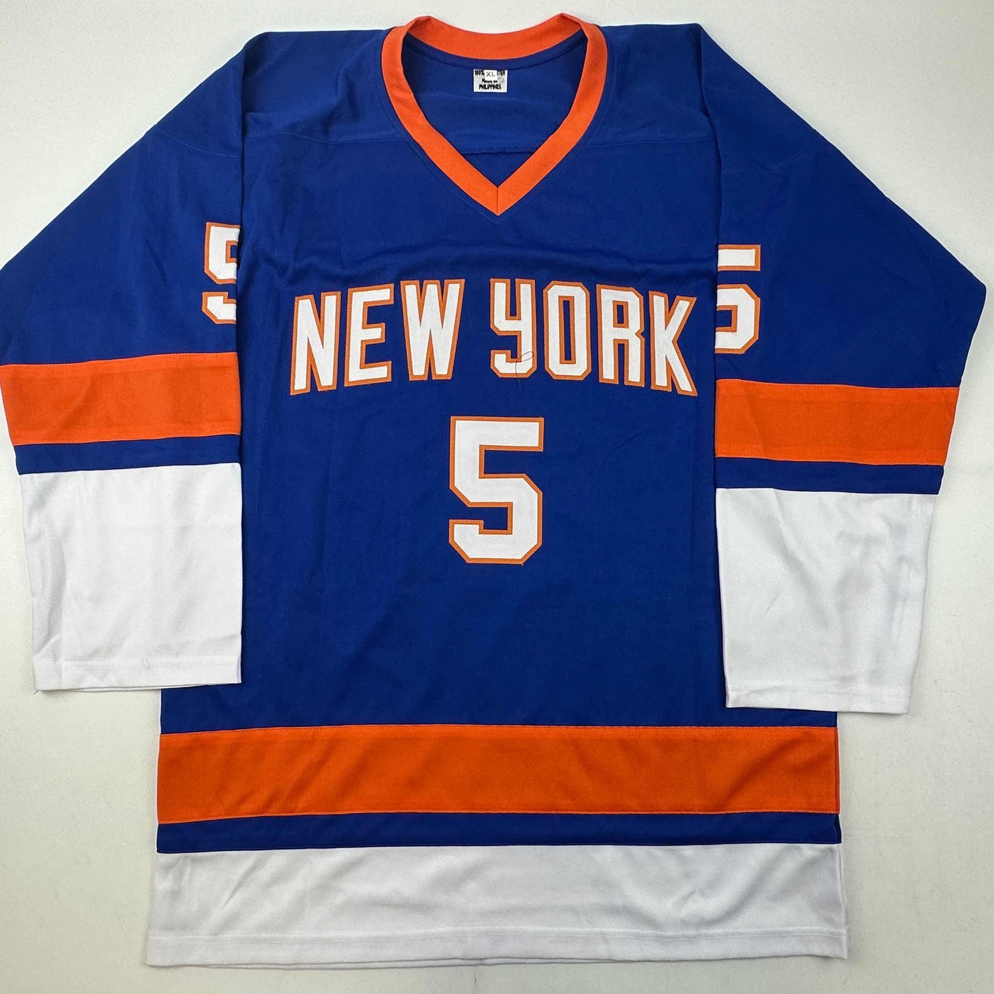 Autographed/Signed Denis Potvin New York Blue Hockey Jersey JSA COA