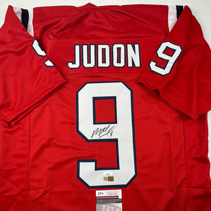 Autographed/Signed Matthew Judon New England Red Football Jersey JSA COA