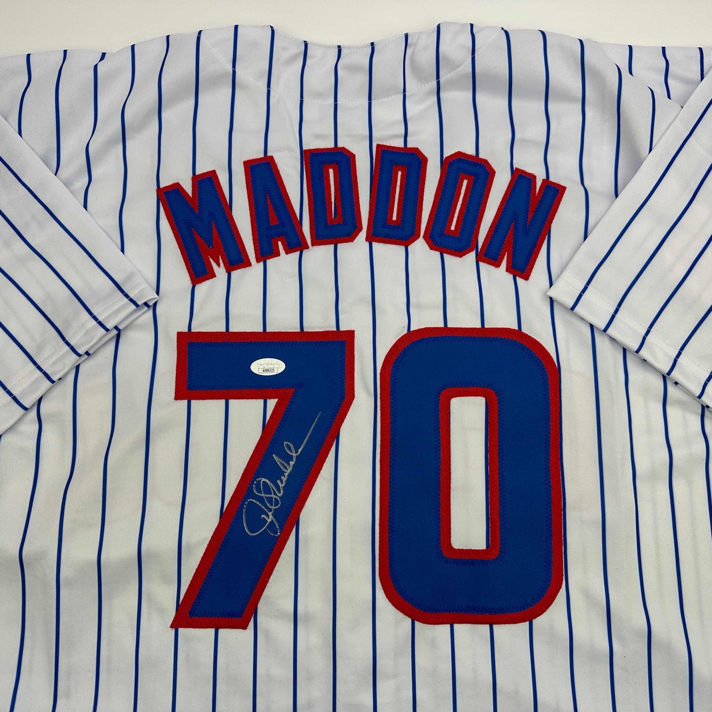 Autographed/Signed Joe Maddon Chicago Pinstripe Baseball Jersey JSA COA