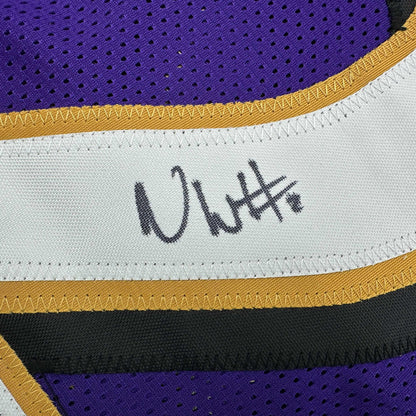 Autographed/Signed Nate Wiggins Baltimore Purple Football Jersey JSA COA