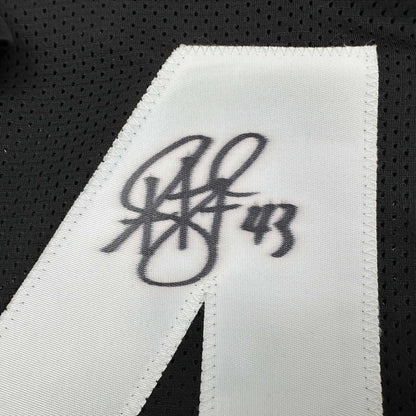 Autographed/Signed Troy Polamalu Pittsburgh Retro Black Football Jersey JSA COA