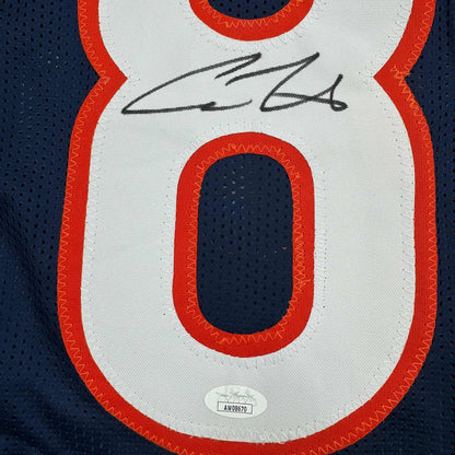 Autographed/Signed Cole Kmet Chicago Blue Football Jersey JSA COA