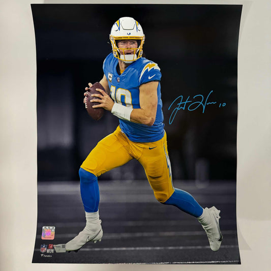 Autographed/Signed Justin Herbert Los Angeles Chargers 16x20 Football Photo Fanatics COA