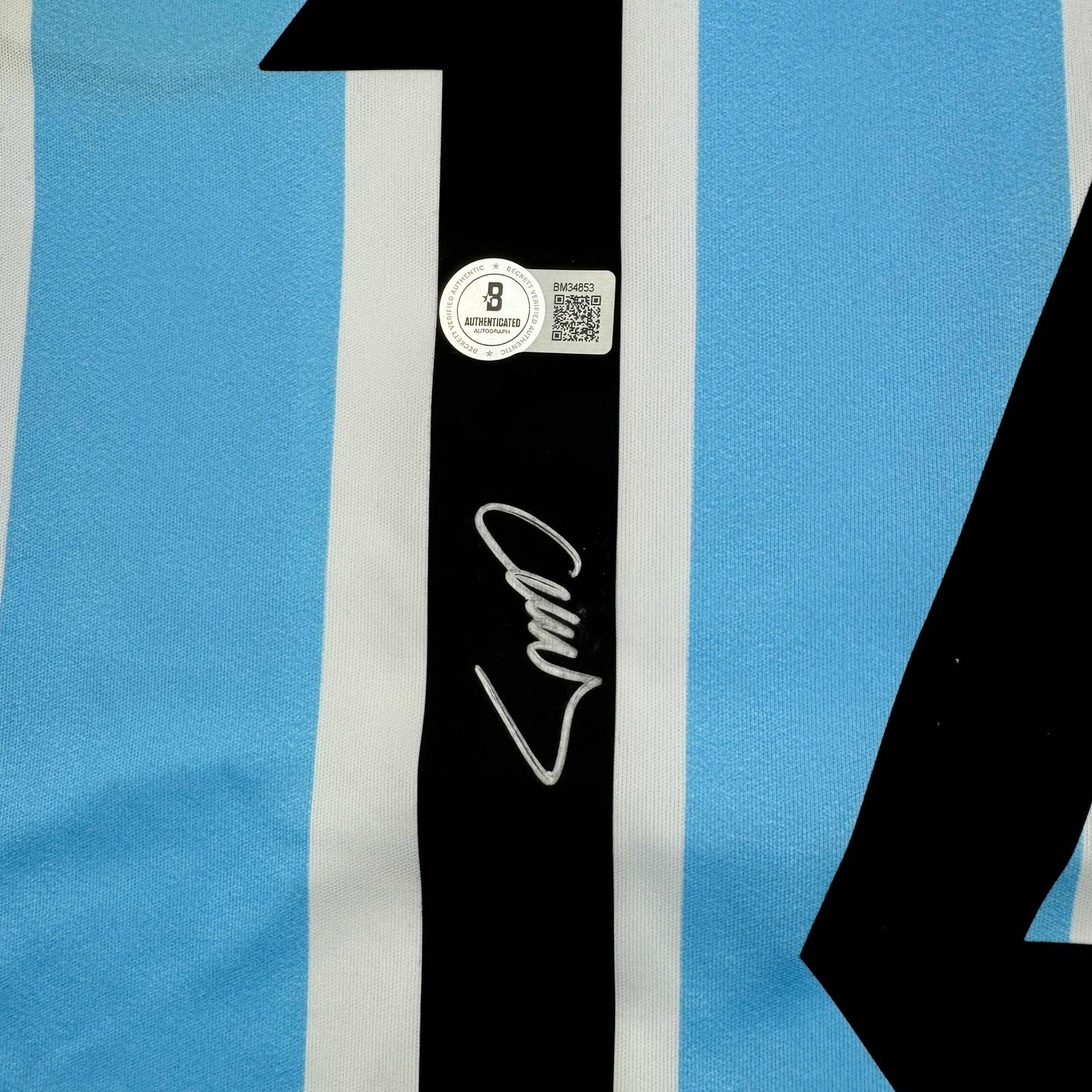 Autographed/Signed Javier Mascherano Argentina Blue Soccer Futbol Jersey Beckett BAS COA
