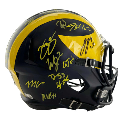 Autographed/Signed 2023 Michigan Wolverines Full-Size Speed Helmet Team-Signed by (18) with J.J. McCarthy, Blake Corum, Roman Wilson, Colston Loveland Beckett BAS COA