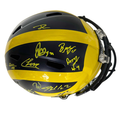 Autographed/Signed 2023 Michigan Wolverines Full-Size Speed Helmet Team-Signed by (18) with J.J. McCarthy, Blake Corum, Roman Wilson, Colston Loveland Beckett BAS COA