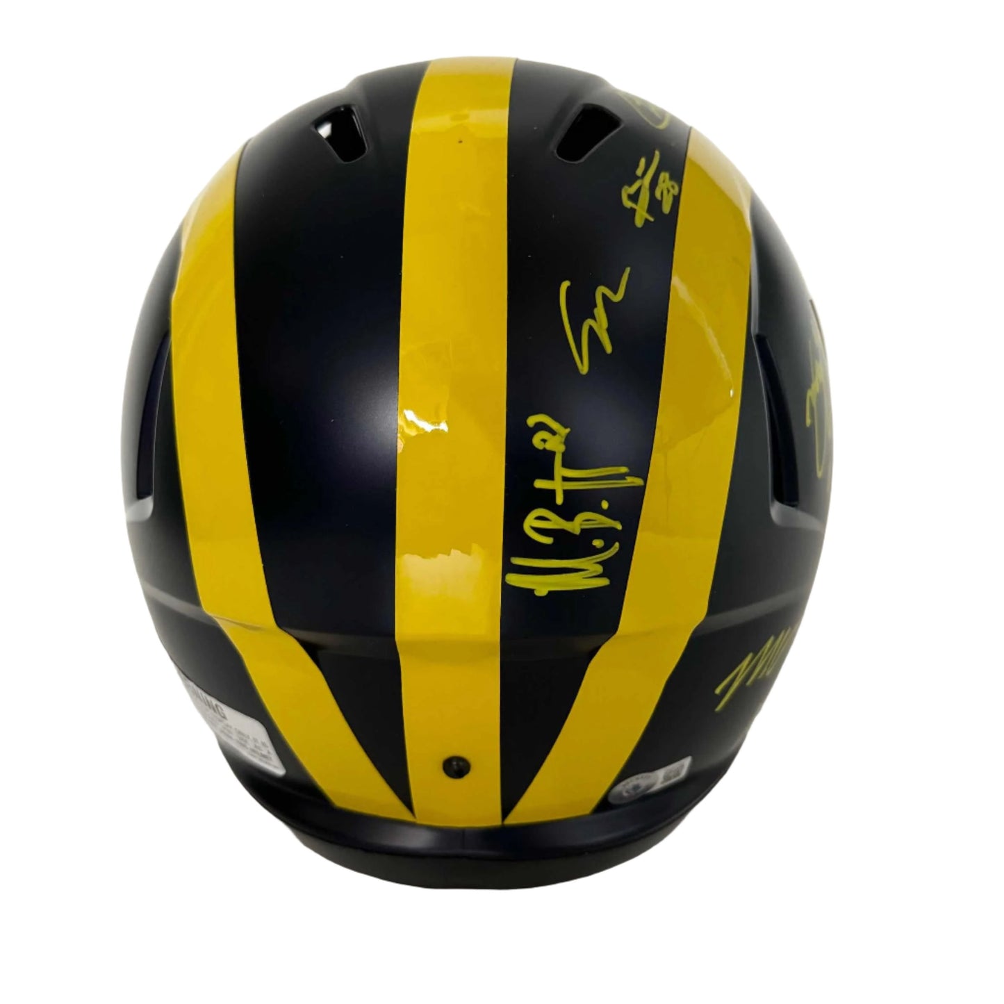 Autographed/Signed 2023 Michigan Wolverines Full-Size Speed Helmet Team-Signed by (18) with J.J. McCarthy, Blake Corum, Roman Wilson, Colston Loveland Beckett BAS COA