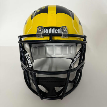 Autographed/Signed 2023 Michigan Wolverines Full-Size Speed Helmet Team-Signed by (18) with J.J. McCarthy, Blake Corum, Roman Wilson, Colston Loveland Beckett BAS COA