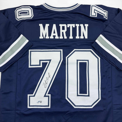 Autographed/Signed Zack Martin Dallas Blue Football Jersey Beckett BAS COA