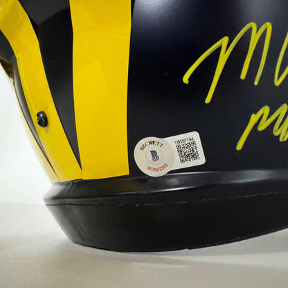 Autographed/Signed 2023 Michigan Wolverines Full-Size Speed Helmet Team-Signed by (19) with J.J. McCarthy, Blake Corum, Roman Wilson, Colston Loveland Beckett BAS COA