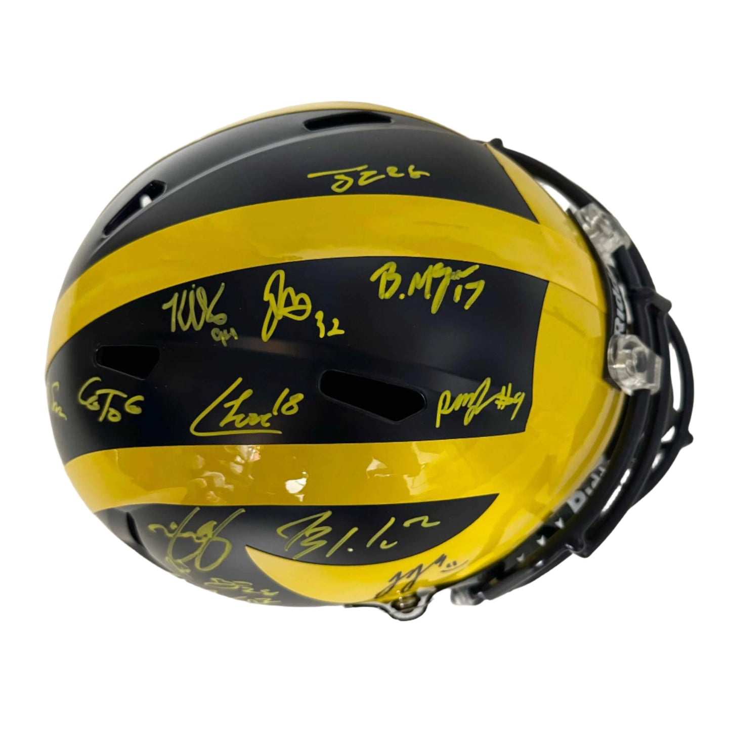 Autographed/Signed 2023 Michigan Wolverines Full-Size Speed Helmet Team-Signed by (19) with J.J. McCarthy, Blake Corum, Roman Wilson, Colston Loveland Beckett BAS COA