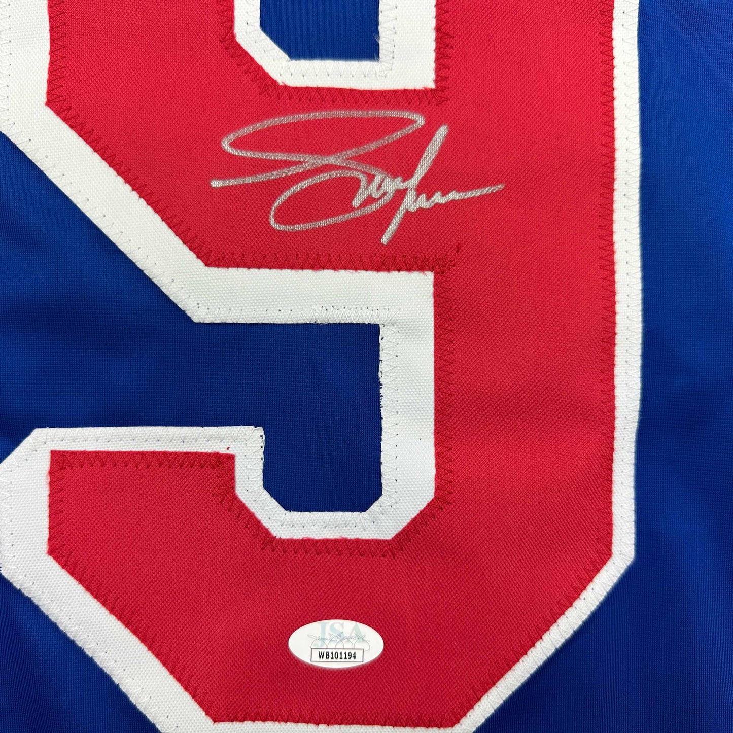 Autographed/Signed Adam Graves New York Blue Hockey Jersey Beckett BAS COA