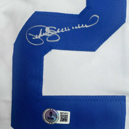 Autographed/Signed Pedro Guerrero Los Angeles LA White Baseball Jersey Beckett BAS COA