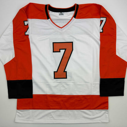 Autographed/Signed Bill Barber Philadelphia White Hockey Jersey Beckett BAS COA