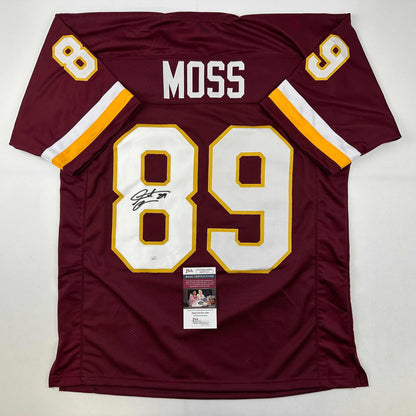 Autographed/Signed Santana Moss Washington Burgundy Football Jersey JSA COA