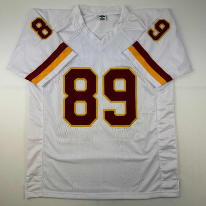 Autographed/Signed Santana Moss Washington White Football Jersey JSA COA