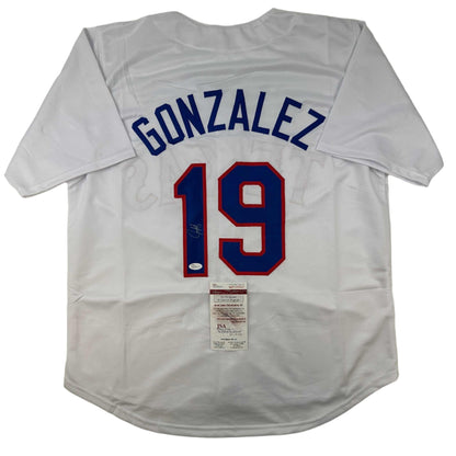 Autographed/Signed Juan Gonzalez Texas White Baseball Jersey JSA COA