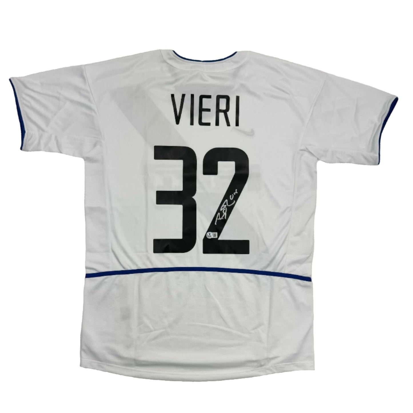 Autographed/Signed Christian Vieri Inter Milan White Soccer Futbol Jersey Beckett BAS COA