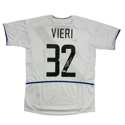 Autographed/Signed Christian Vieri Inter Milan White Soccer Futbol Jersey Beckett BAS COA