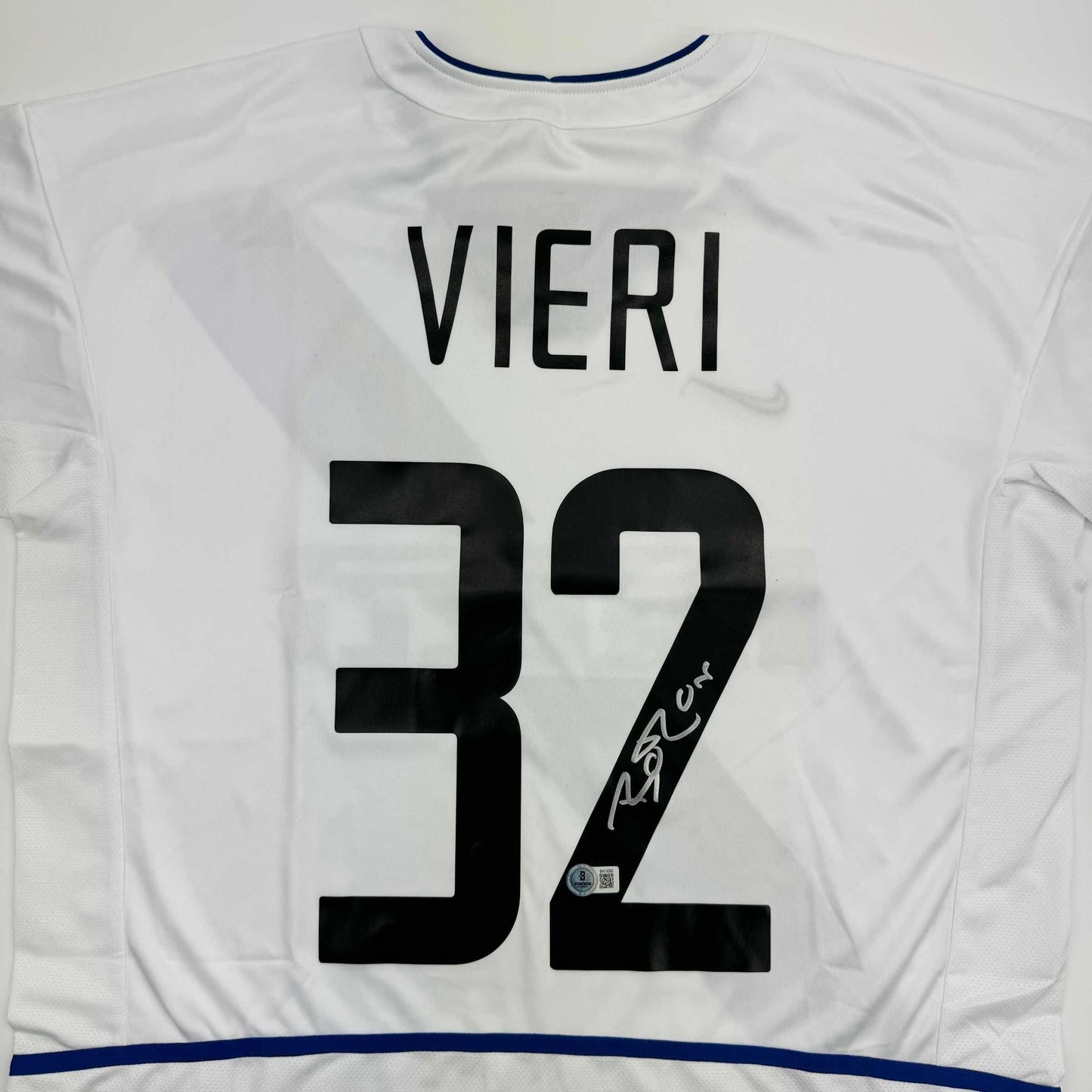 Autographed/Signed Christian Vieri Inter Milan White Soccer Futbol Jersey Beckett BAS COA