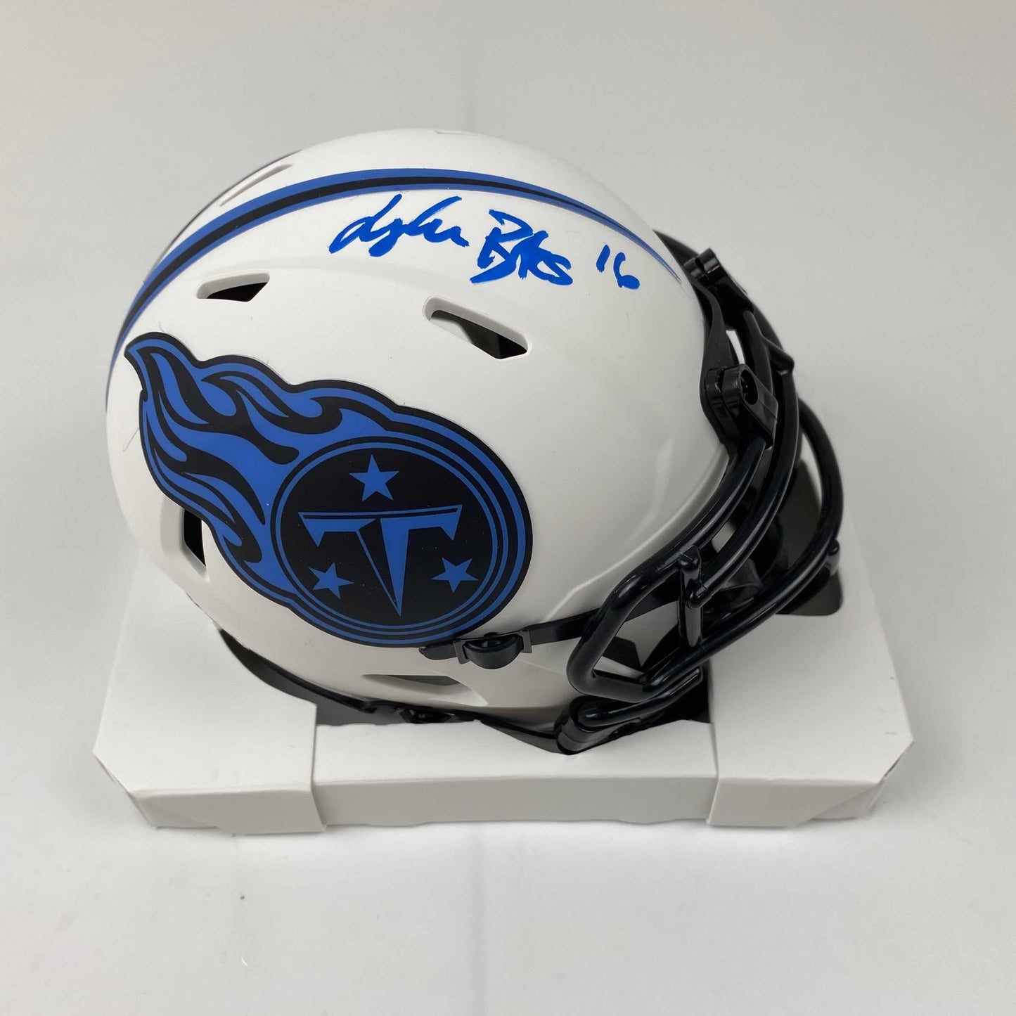 Autographed/Signed Treylon Burks Tennessee Titans Lunar Eclipse Mini Football Helmet Beckett BAS COA