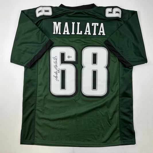 Autographed/Signed Jordan Mailata Philadelphia Green Football Jersey Beckett BAS COA