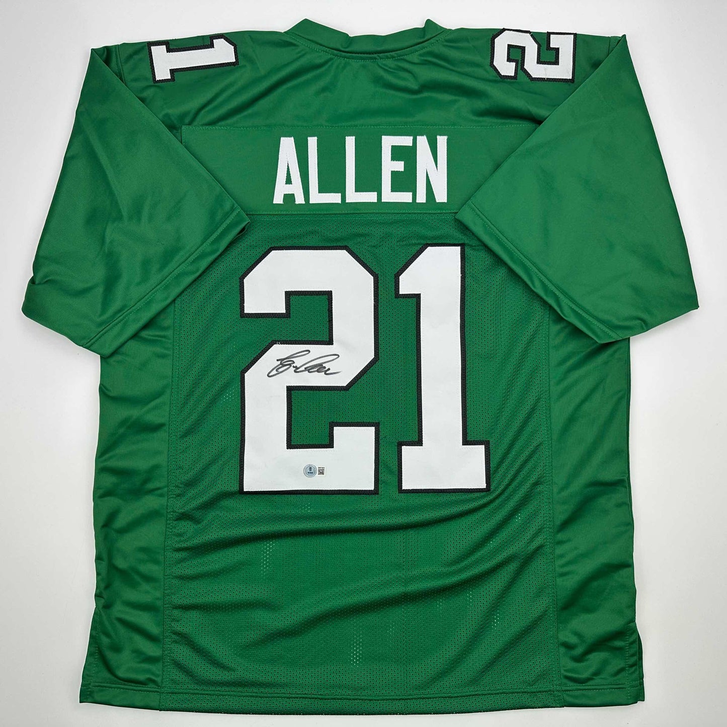Autographed/Signed Eric Allen Philadelphia Kelly Green Football Jersey Beckett BAS COA