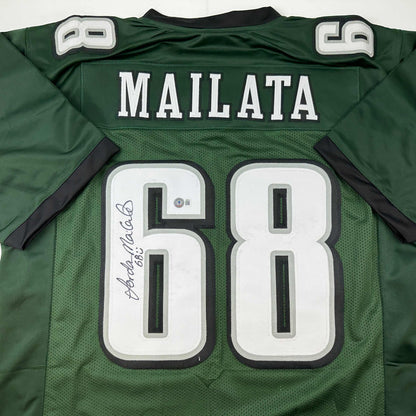Autographed/Signed Jordan Mailata Philadelphia Green Football Jersey Beckett BAS COA