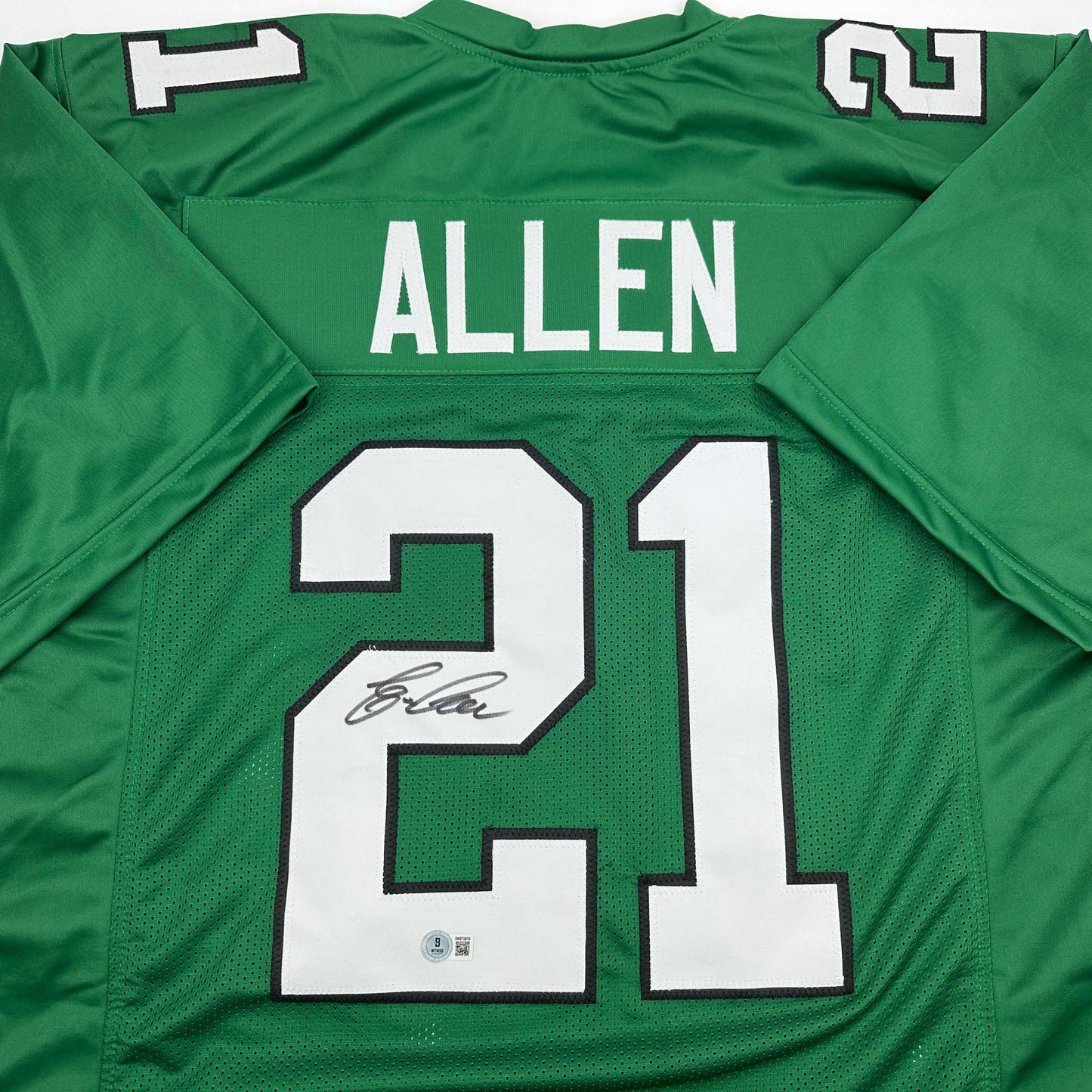Autographed/Signed Eric Allen Philadelphia Kelly Green Football Jersey Beckett BAS COA