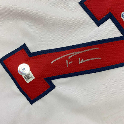 Autographed/Signed Trea Turner Washington White Baseball Jersey Beckett BAS COA