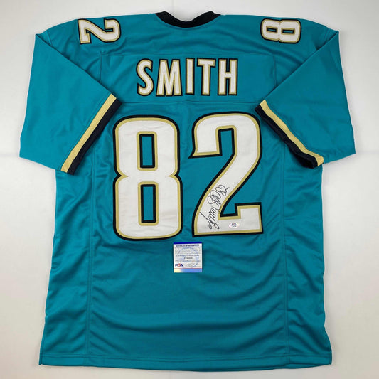 Autographed/Signed Jimmy Smith Jacksonville Teal Football Jersey PSA/DNA COA